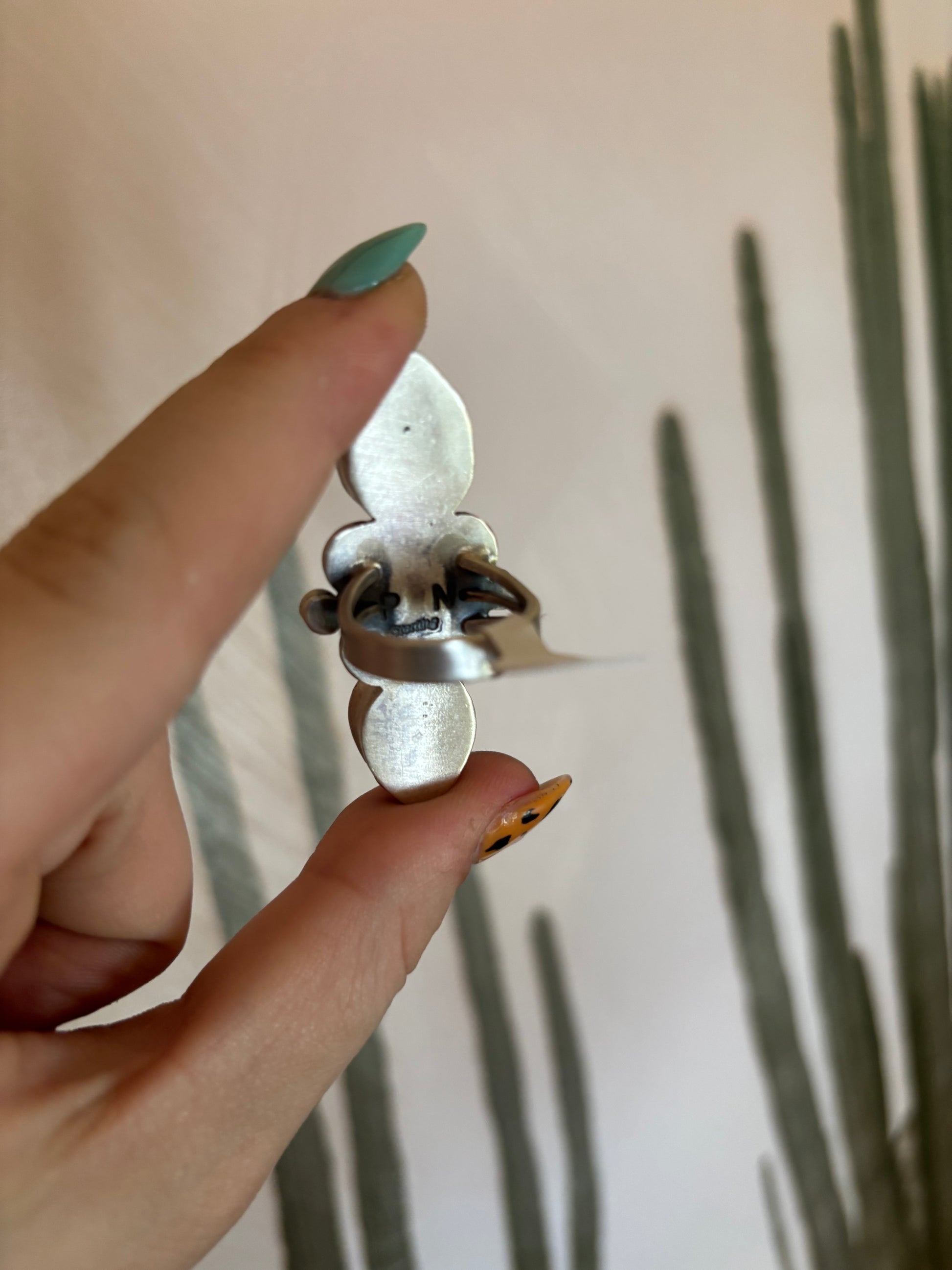 Pink Conch 3 Stone Ring Size 7