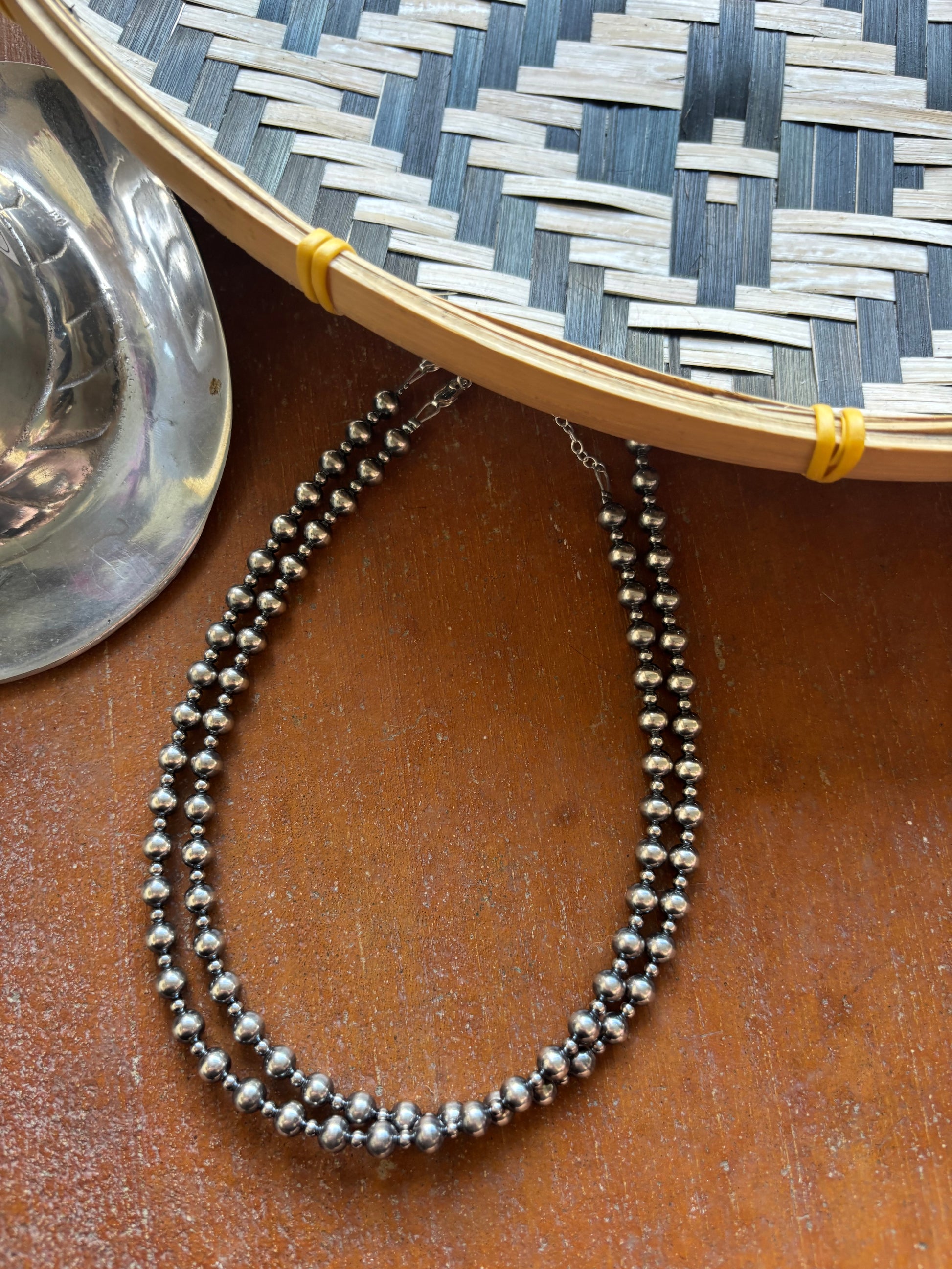 6 MM + 3 MM Sterling Pearl Necklace