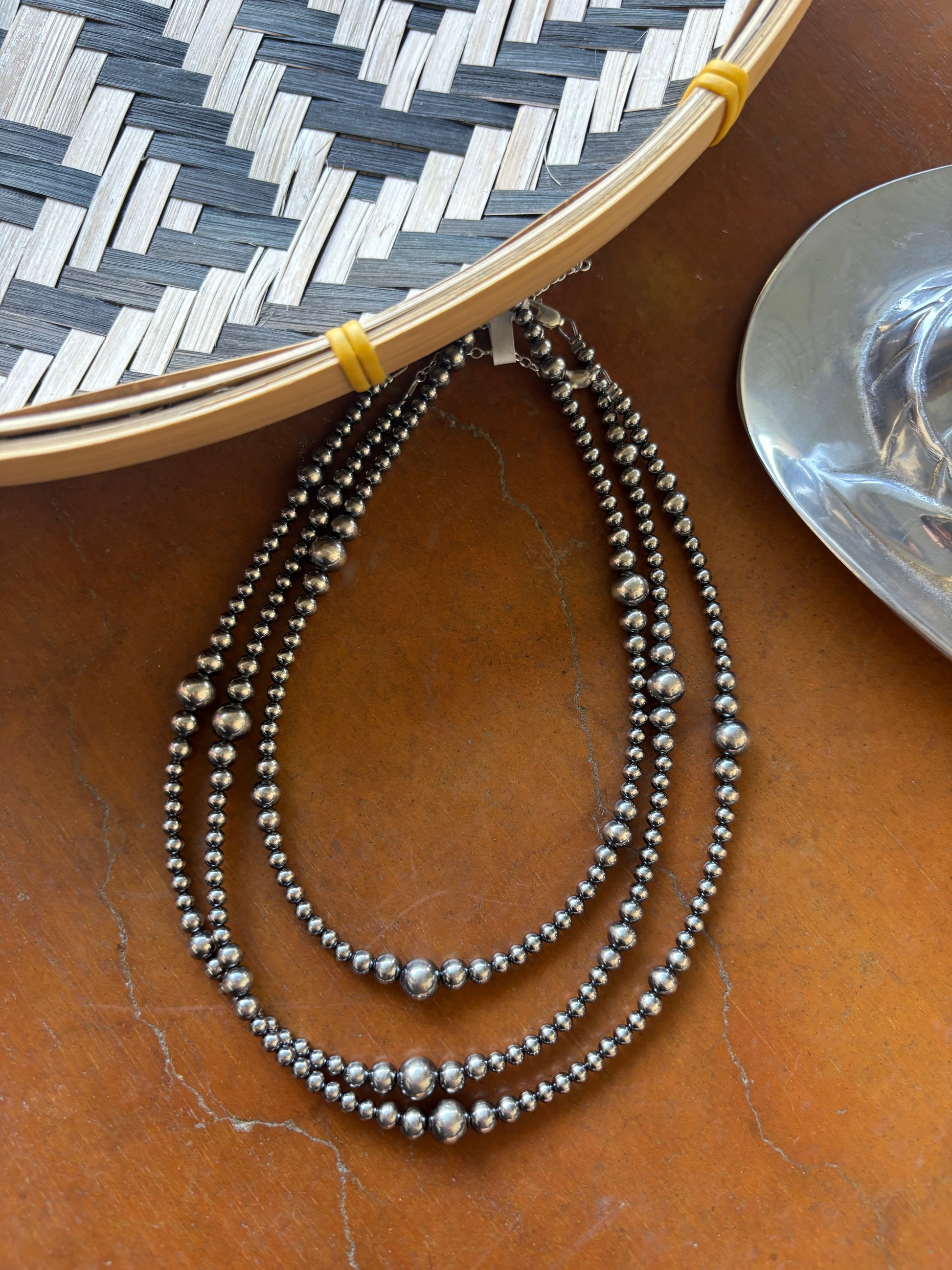 Graduated Sterling Silver Pearl Necklace