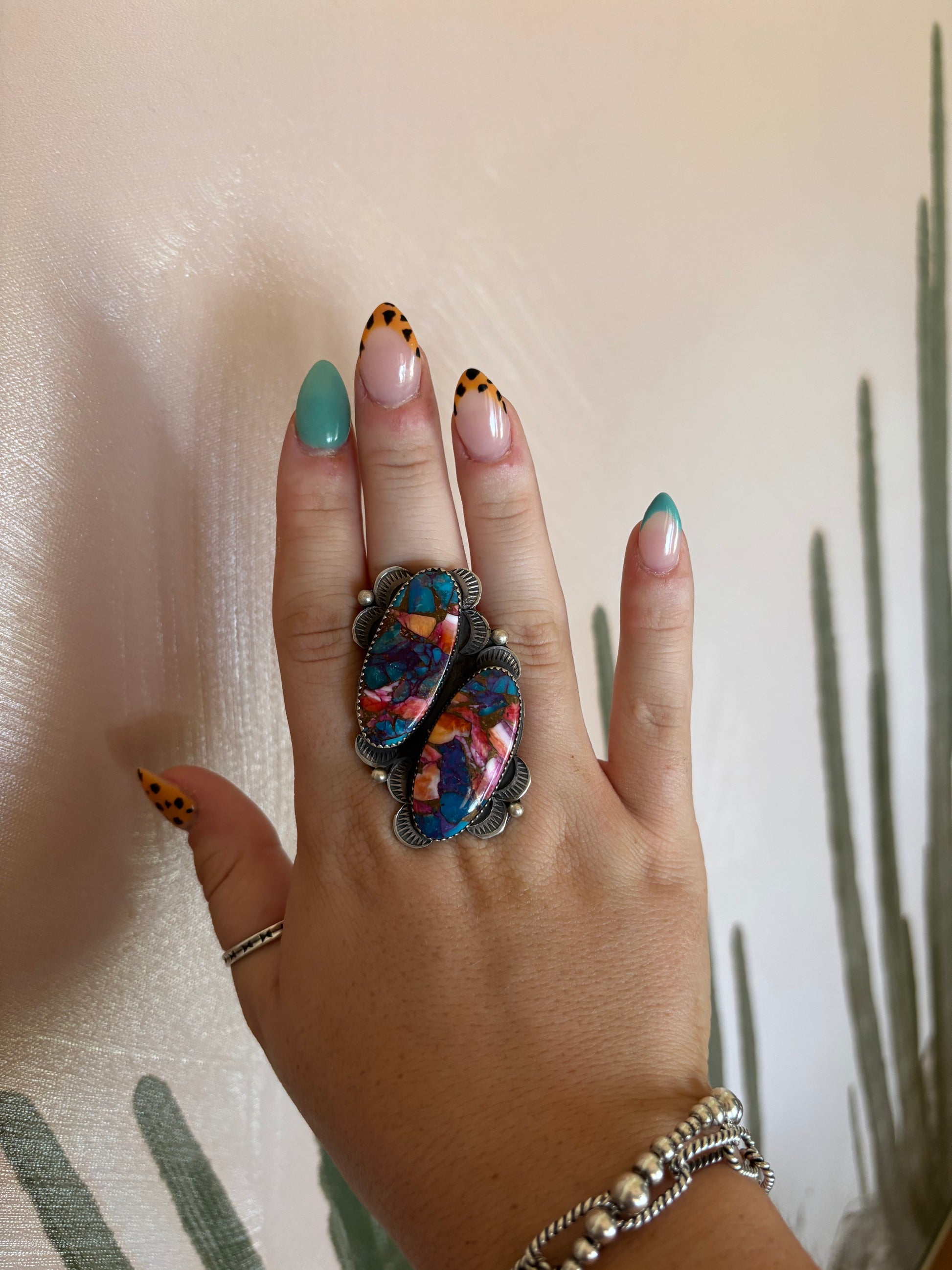 Tia Long Pink Dhalia Adjustable Ring