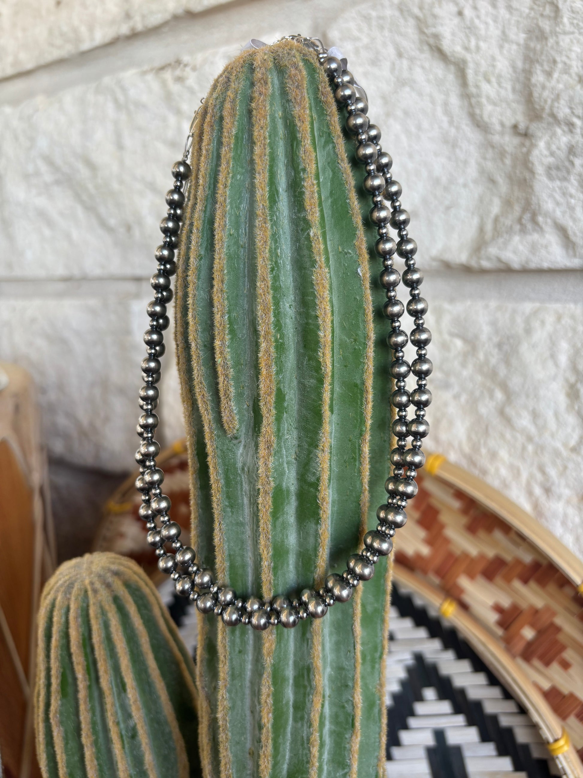 6 MM + 3 MM Sterling Pearl Necklace