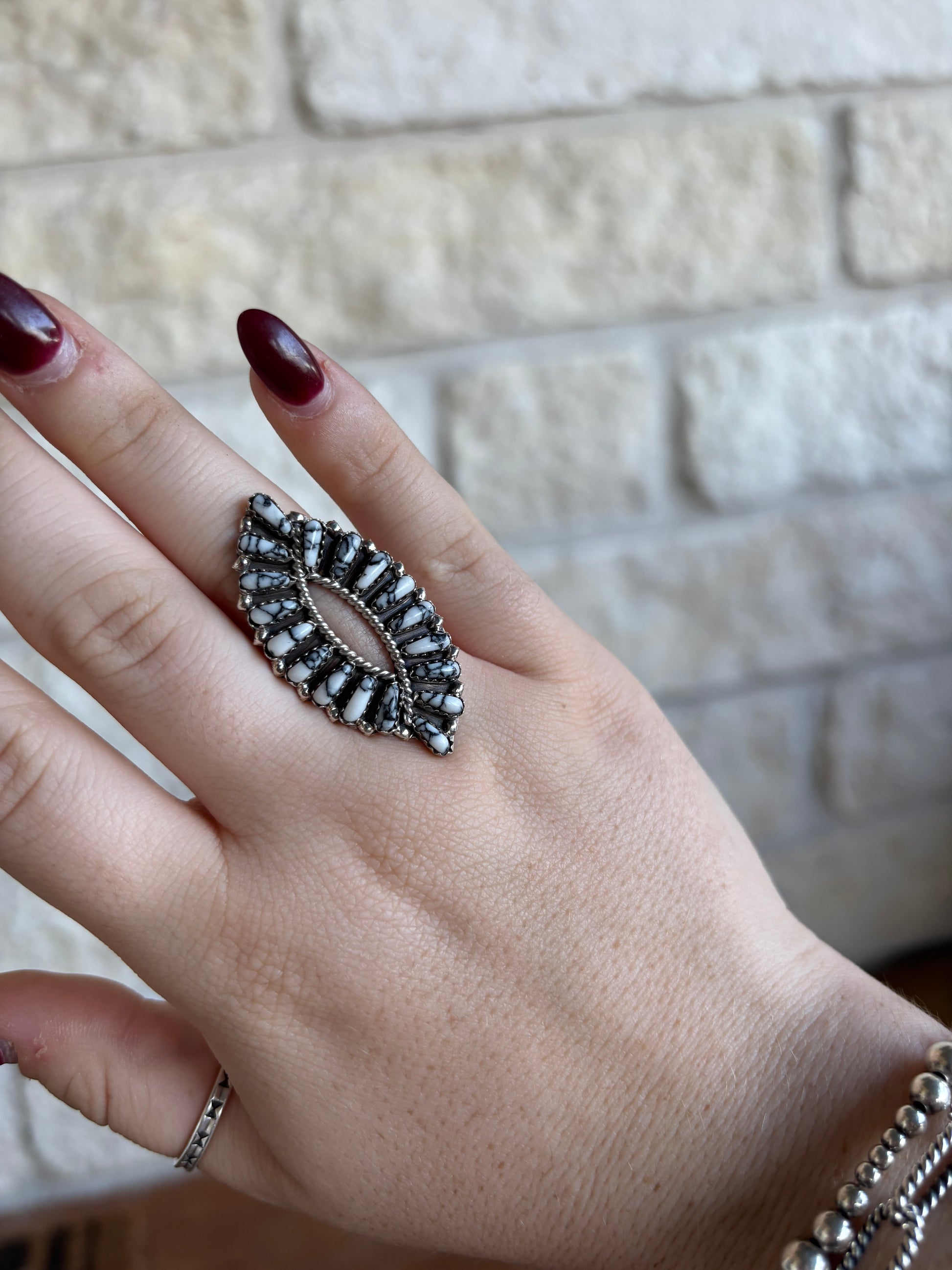 Tamara Benally White Buffalo Ring Size 7.5