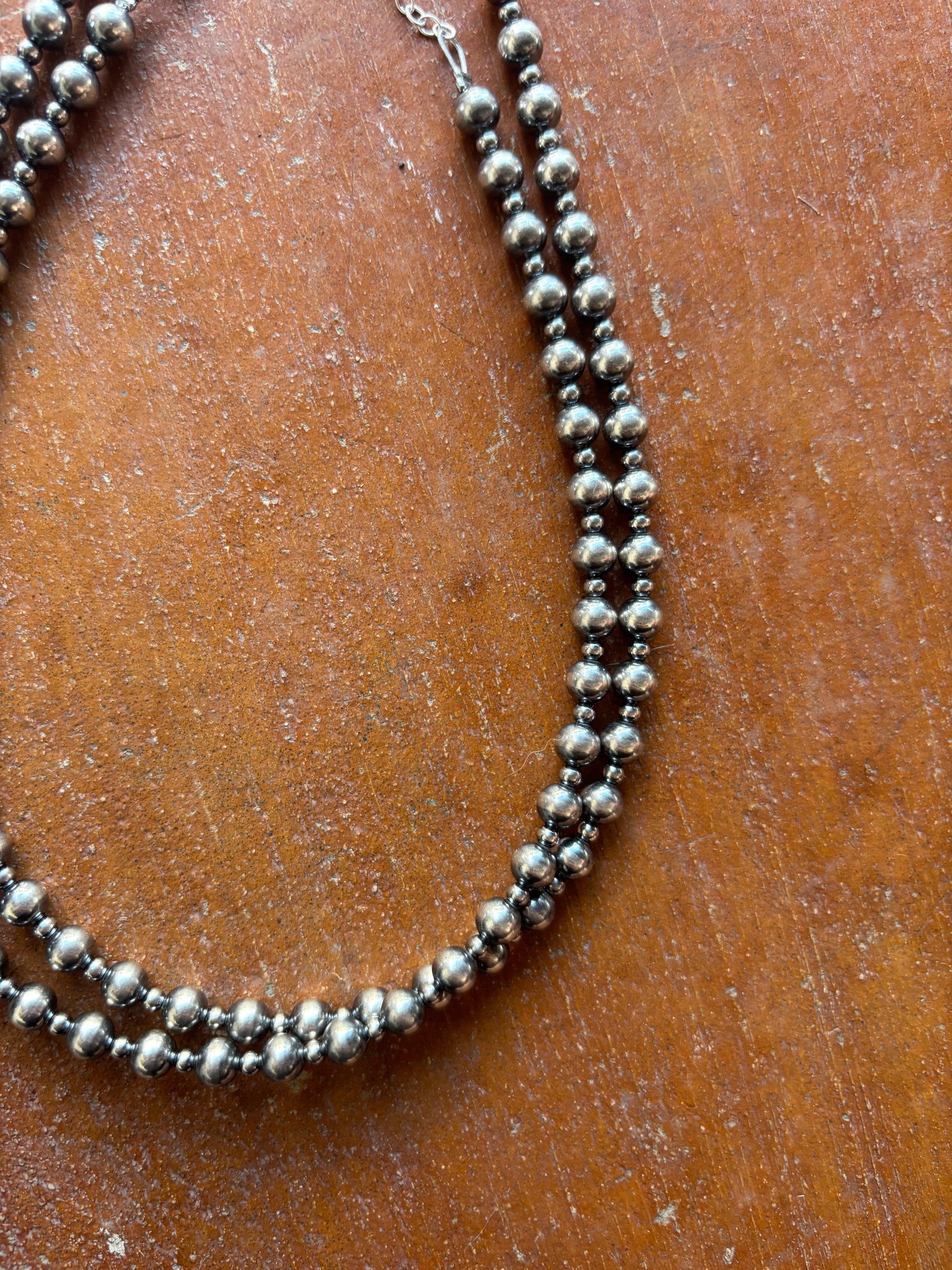 6 MM + 3 MM Sterling Pearl Necklace