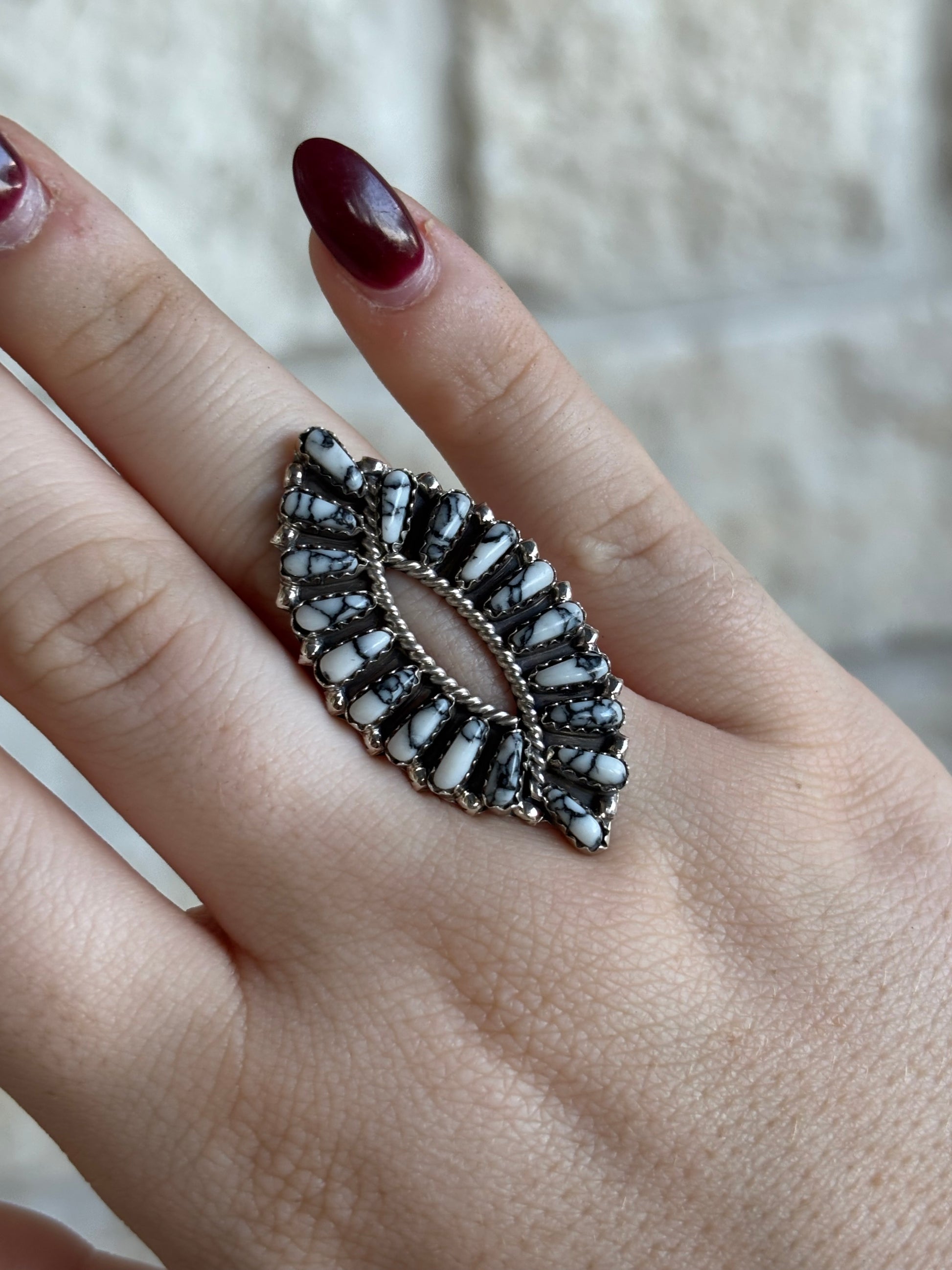 Tamara Benally White Buffalo Ring Size 7.5