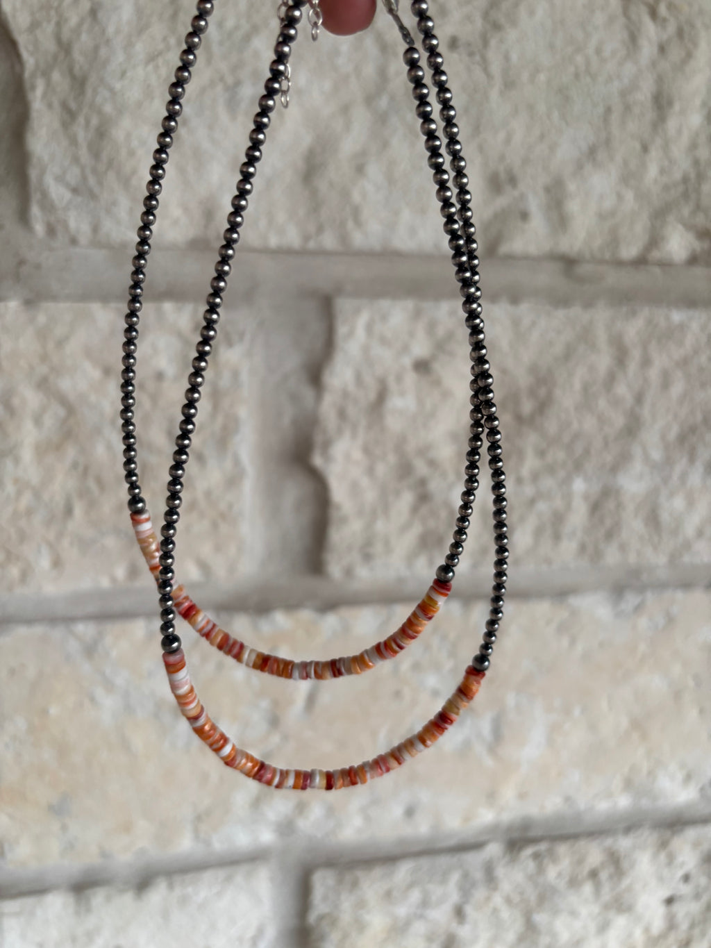 Spiny Oyster & Sterling Silver Pearl Necklace