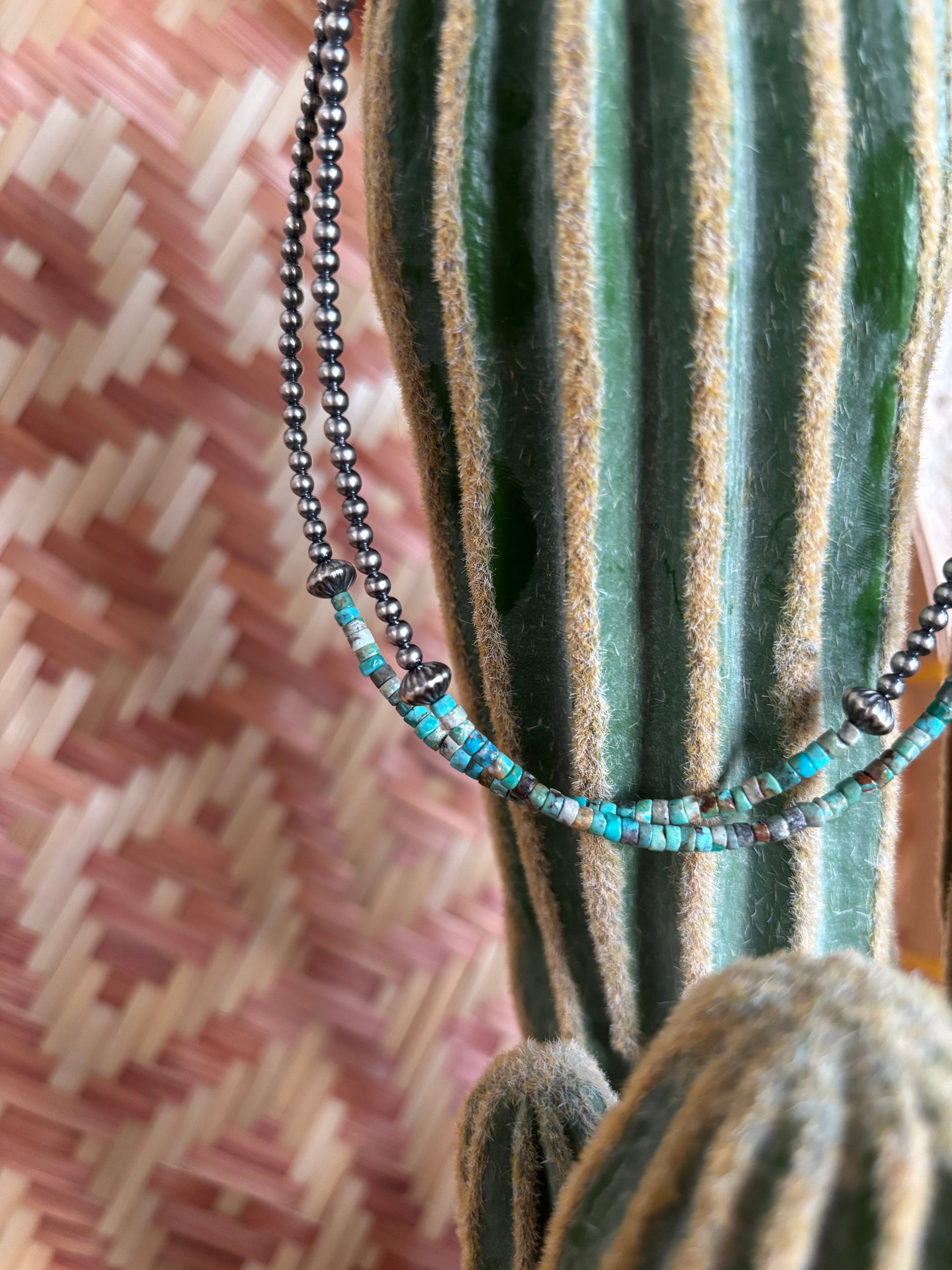 Turquoise Chip & Sterling Pearl Necklace