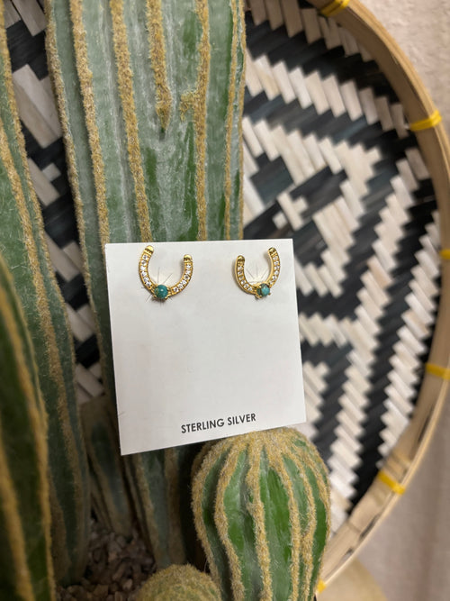14K Gold Plated Horseshoe Studs