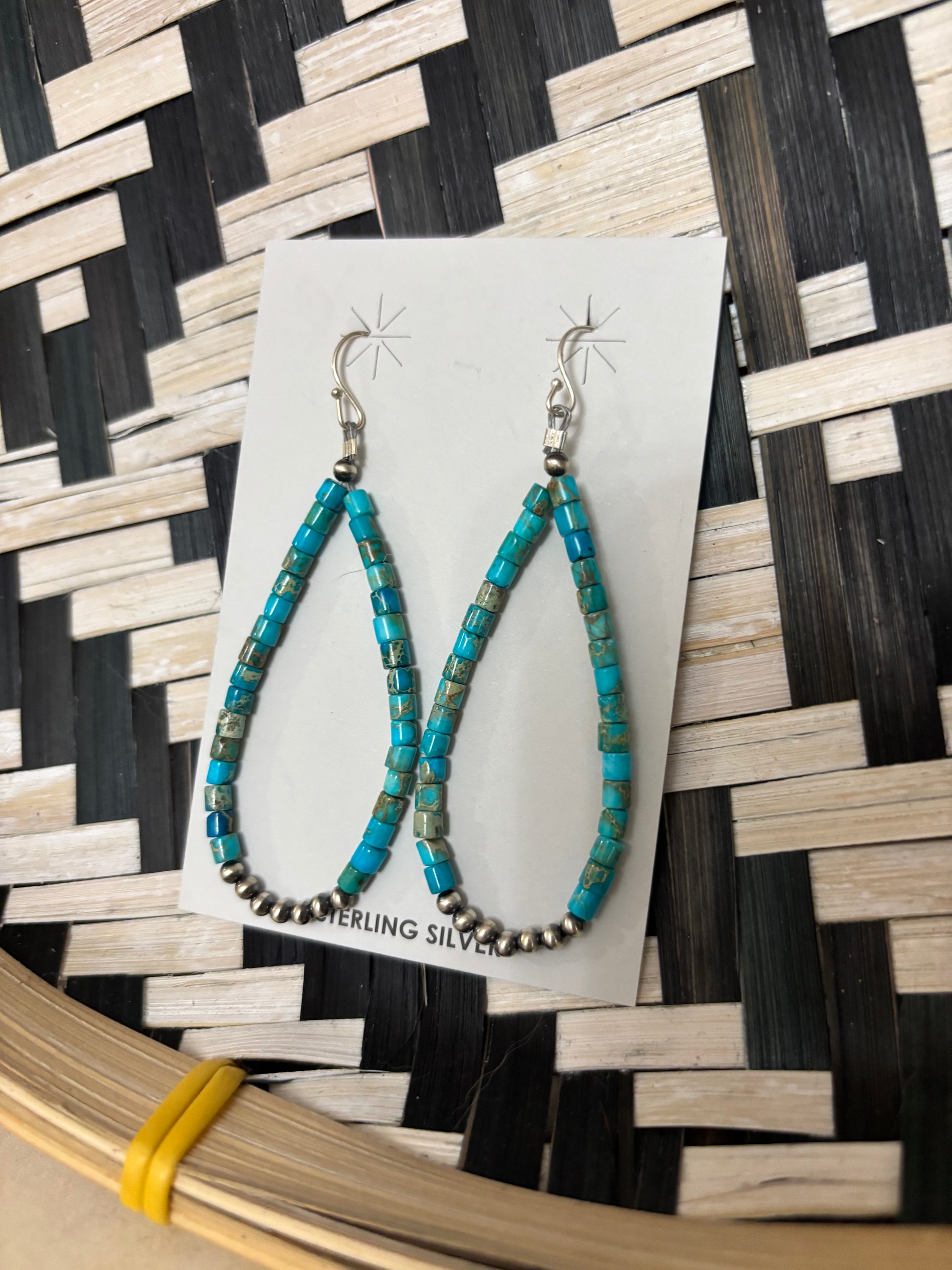 Turquoise & Sterling Pearl Teardrop Earrings