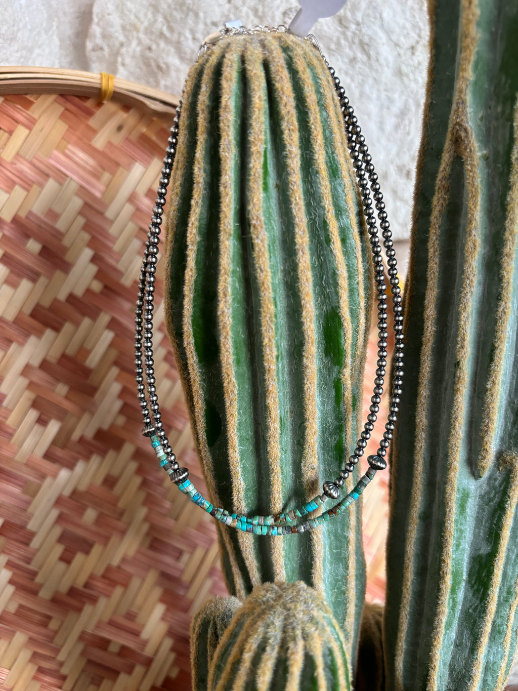 Turquoise Chip & Sterling Pearl Necklace