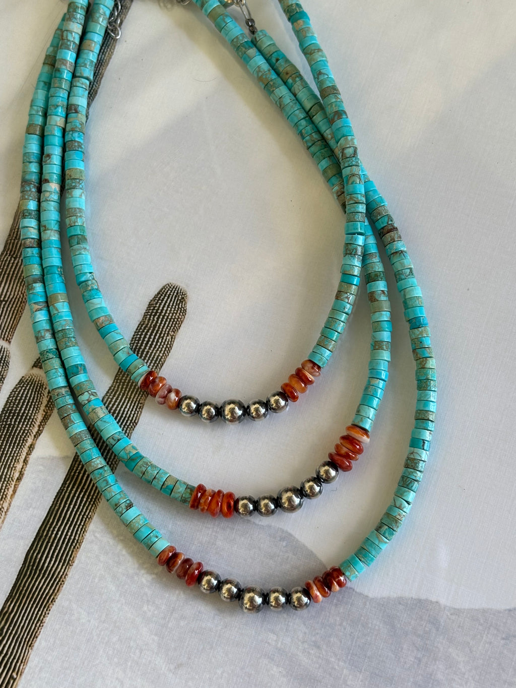 Turquoise Sterling Silver Pearls & Spiny Oyster Necklace