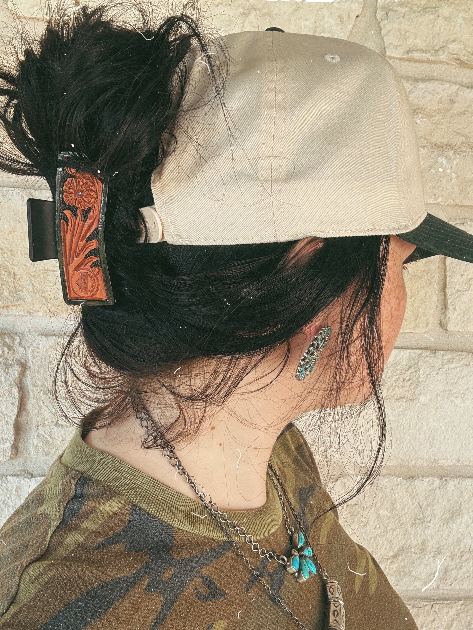 Hand Tooled Large Claw Clip - Desert