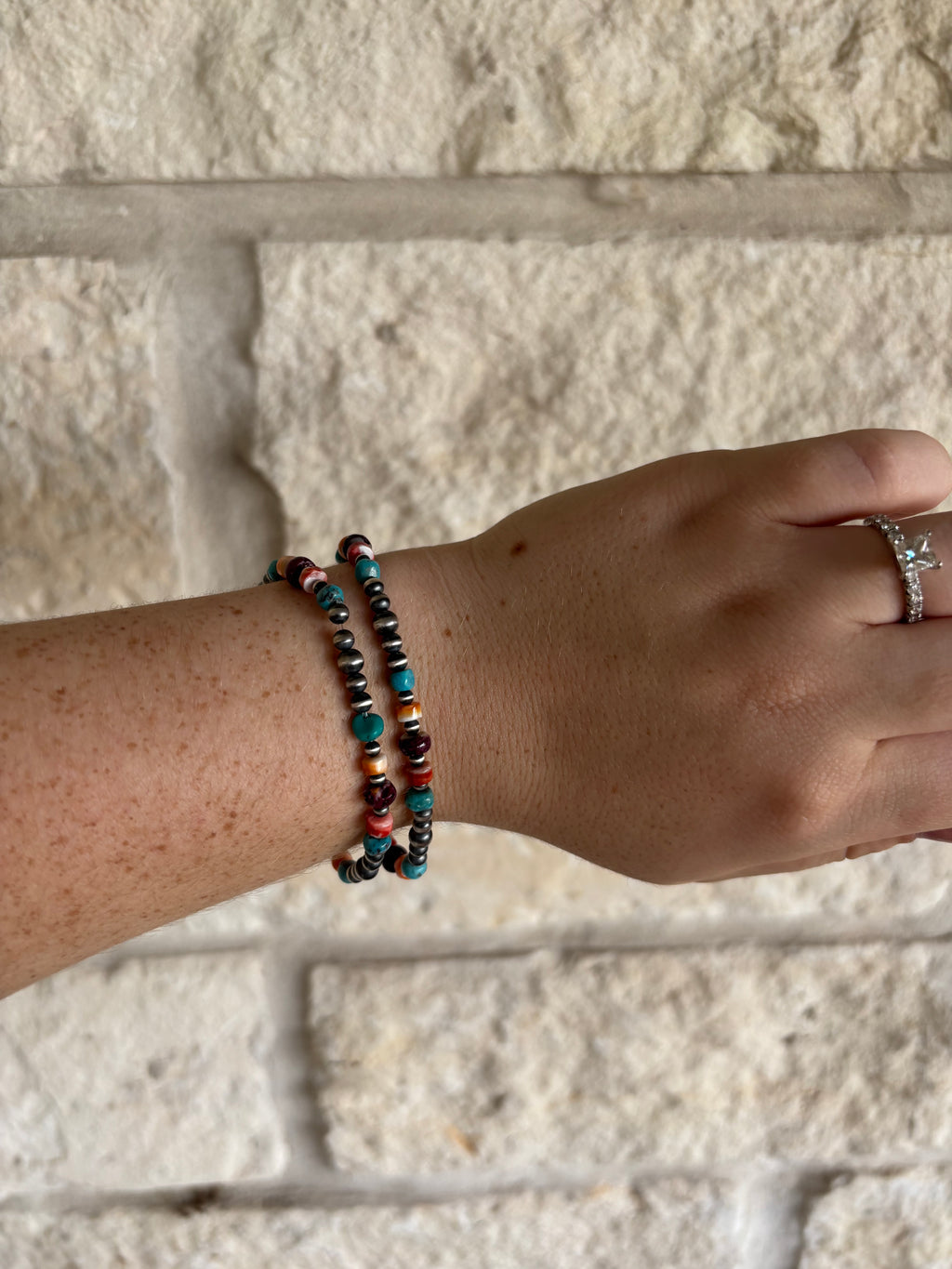 Multi Stone & Pearl Stretch Bracelet