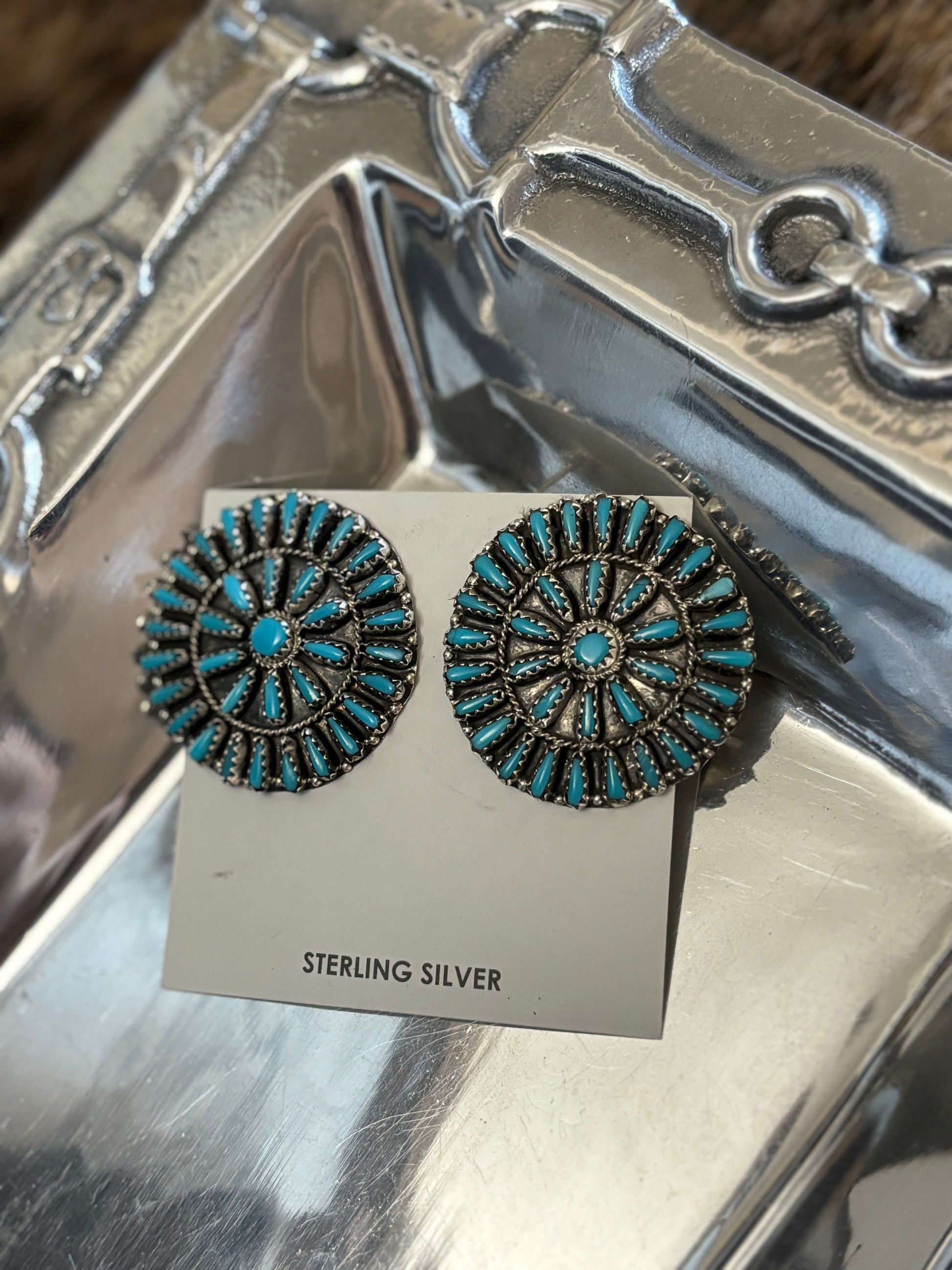 1 1/2 Inch Turquoise Cluster Earrings