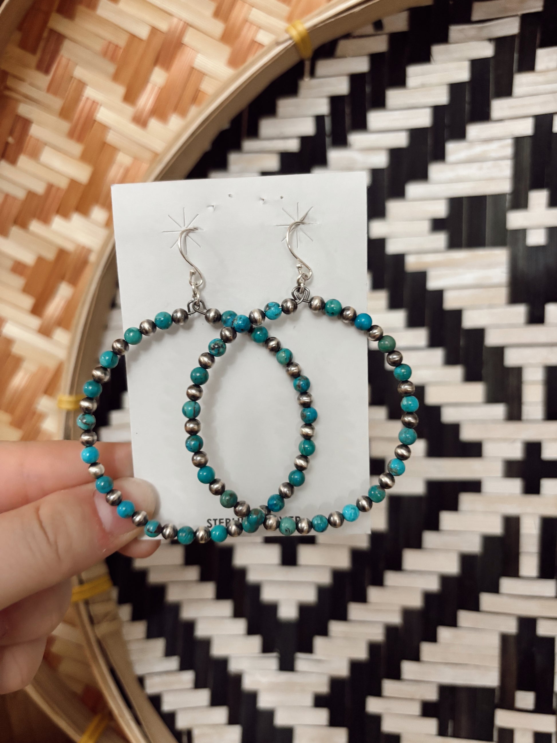 2" Turquoise n Pearls Hoops