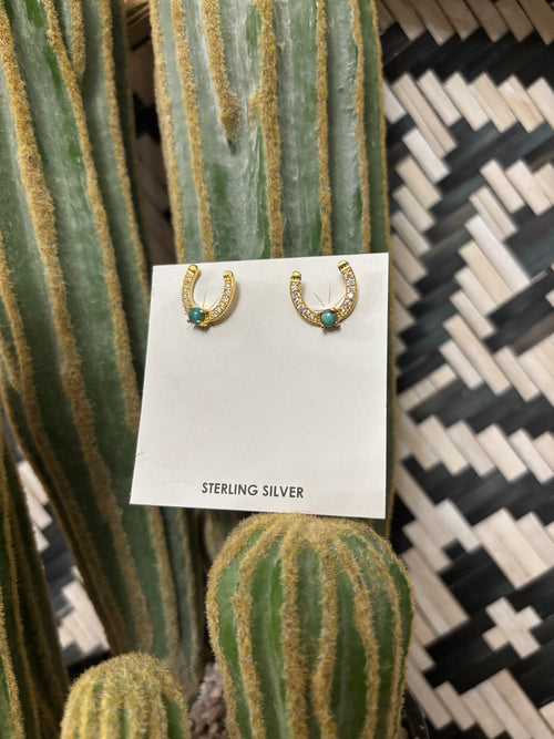 14K Gold Plated Horseshoe Studs